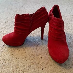 Red Rouched Ruffle Heels